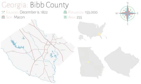 Map of in Bibb County Georgia Stock Illustration