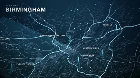 Map of Birmingham Stock Footage 340888490