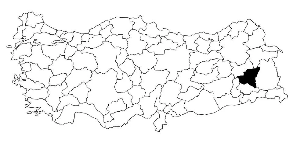 Map of bitlis ils province in Turkey country on white background. Single St.. Stock Illustration