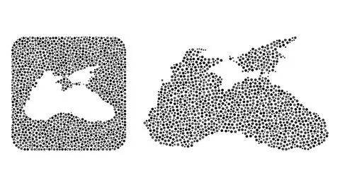 Map of Black Sea - Dotted Collage with Stencil Stock Illustration