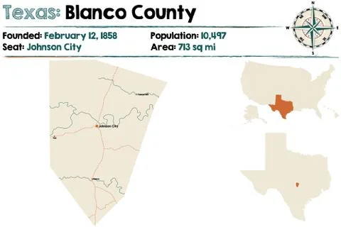 Map of Blanco county in Texas Stock Illustration