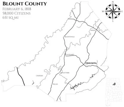 Map of Blount County in Alabama Stock Illustration