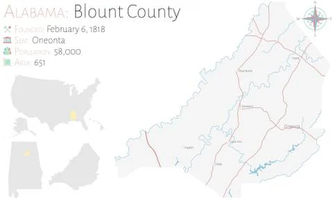 Map of Blount County in Alabama Stock Illustration