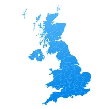 Map blue of United Kingdom Vector Stock Illustration