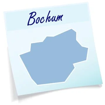Map of bochum as sticky note Stock Illustration