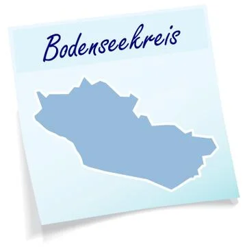 Map of bodenseekreis as sticky note Stock Illustration