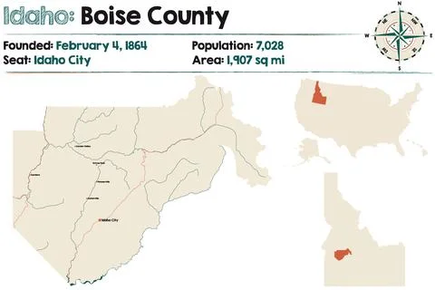Map of Boise County in Idaho Stock Illustration