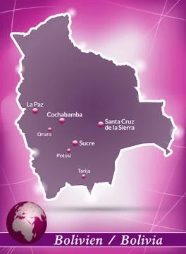 Map of bolivia with abstract background in violet Stock Illustration