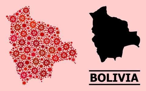 Map of Bolivia - Composition with Covid-2019 Biohazard Infection Elements 스톡 일러스트