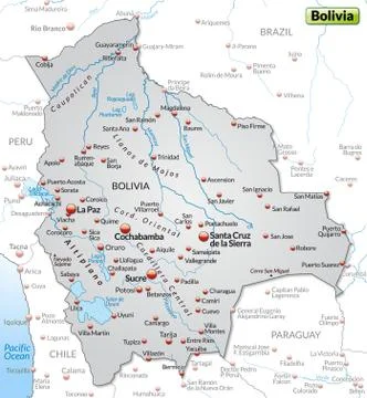 Map of bolivia as an overview map in gray Stock Illustration