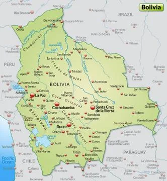 Map of bolivia as an overview map in pastel green Stock Illustration