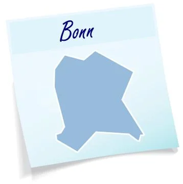 Map of bonn as sticky note Stock Illustration