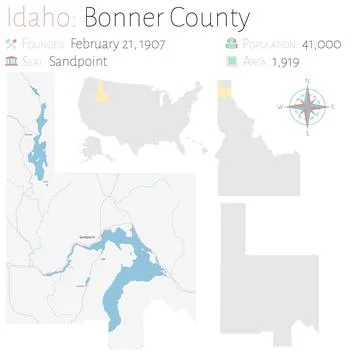 Map of Bonner County in Idaho Stock Illustration