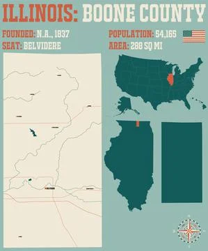 Map of Boone County in Illinois Illustrazione stock