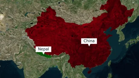 Map border of nepal and china region geopolitical boundary representation Stock Footage 345571985