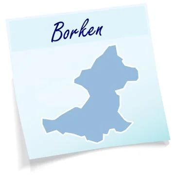 Map of borken as sticky note Stock Illustration