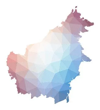 Map of Borneo. Low poly illustration of the island. Geometric design with s.. Stock Illustration