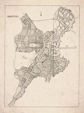 Map of Boston, German Map from the 18th Century Stock Illustration