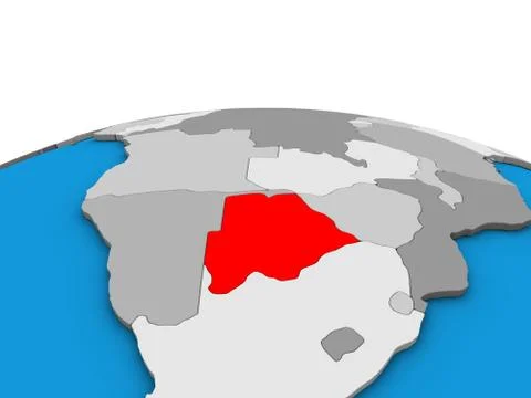 Map of Botswana on 3D globe Illustrazione stock