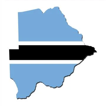 Map of botswana and their flag illustration Stock Illustration
