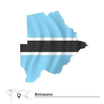 Map of Botswana with flag Stock Illustration