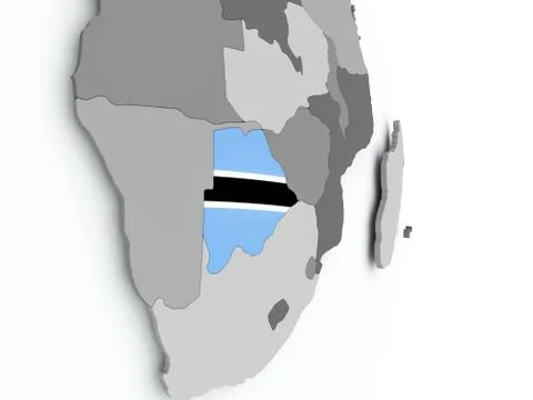 Map of Botswana with flag Stock Illustration