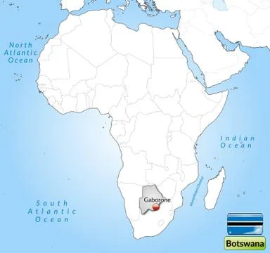 Map of botswana with main cities in gray Illustrazione stock