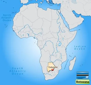 Map of botswana with main cities in pastel orange Stock Illustration
