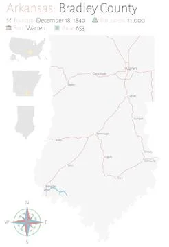 Map of Bradley County in Arkansas Stock Illustration