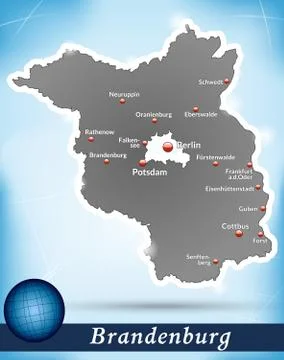 Map of brandenburg with abstract background in blue Stock Illustration