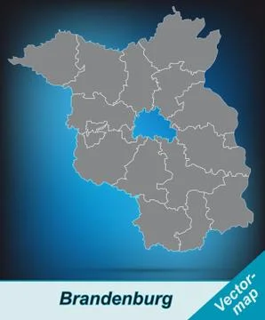 Map of brandenburg with borders in bright gray Illustrazione stock