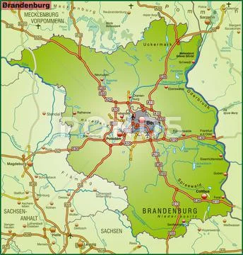 Map of brandenburg Stock Illustration
