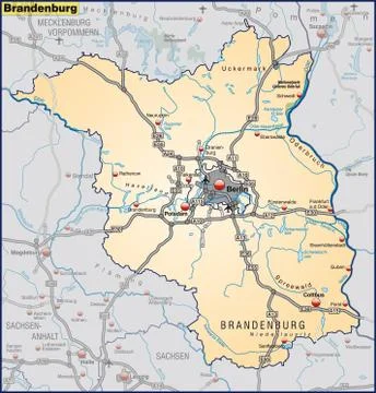 Map of brandenburg Stock Illustration