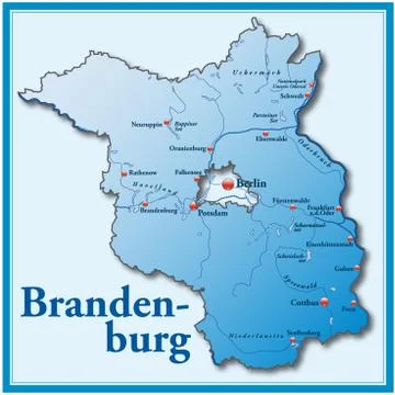 Map of brandenburg as an overview map in blue Stock Illustration