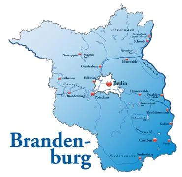 Map of brandenburg as an overview map in blue Stock Illustration