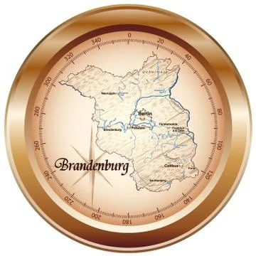 Map of brandenburg as an overview map in bronze Stock Illustration