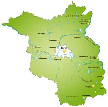 Map of brandenburg as an overview map in green Stock Illustration