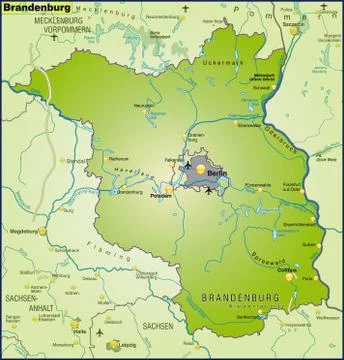 Map of brandenburg as an overview map in green Stock Illustration