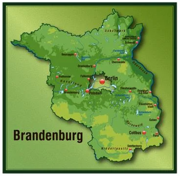 Map of brandenburg as an overview map with hight layers Stock Illustration