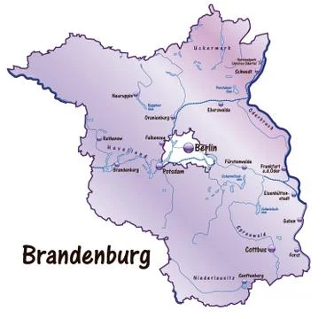 Map of brandenburg as an overview map in violet Stock Illustration