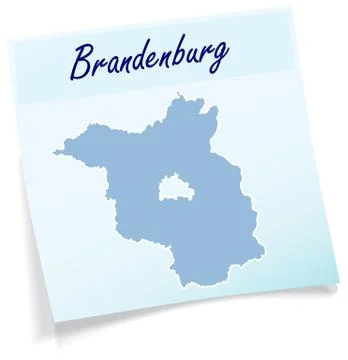 Map of brandenburg as sticky note Stock Illustration
