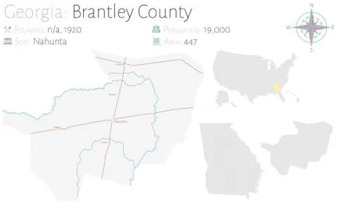 Map of in Brantley County Georgia Stock Illustration