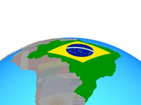 Map of Brazil with flag on globe Stock-Illustration