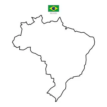 Map of brazil with flag Stock Illustration