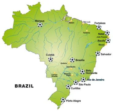 Map of brazil   in green Stock Illustration