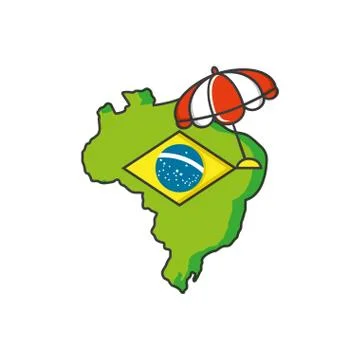 Map of brazil with parasol 库存插图