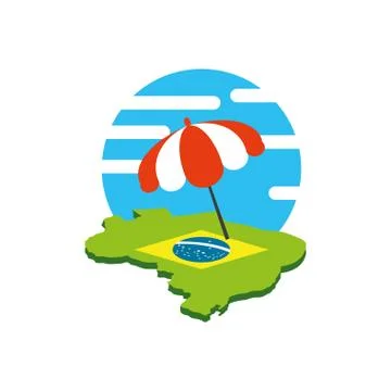 Map of brazil with parasol 스톡 일러스트