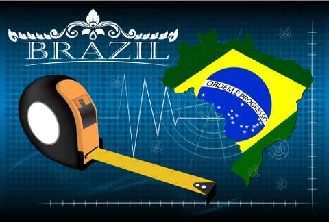 Map of Brazil with ruler, vector. Stock Illustration
