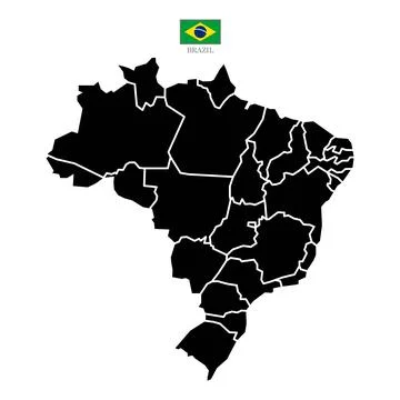 Map of brazl territories with flag Stock Illustration