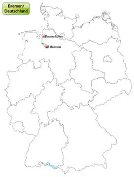Map of bremen with main cities in gray Stock Illustration
